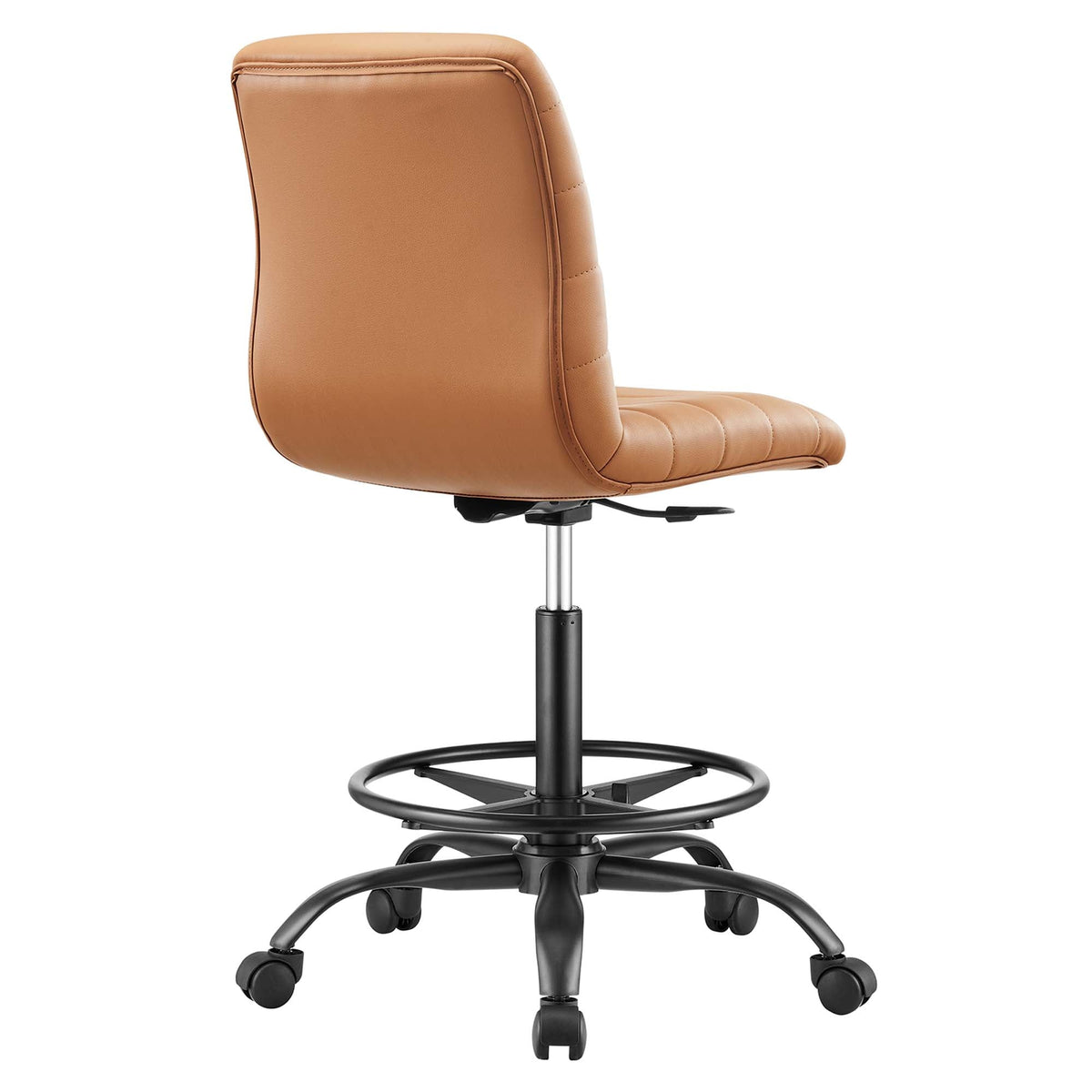 Ripple Armless Vegan Leather Drafting Chair, Black Tan - view 3