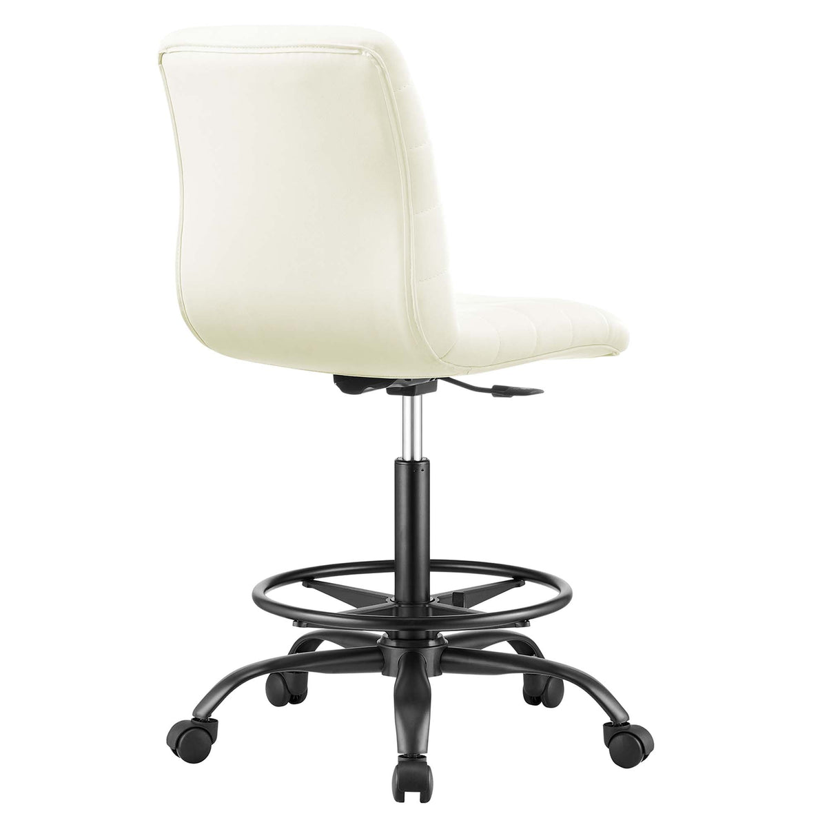 Ripple Armless Vegan Leather Drafting Chair, Black White - view 3