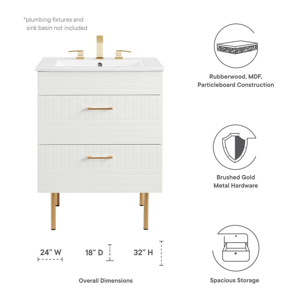 Daybreak 24" Bathroom Vanity Cabinet (Sink Basin Not Included) - view 32