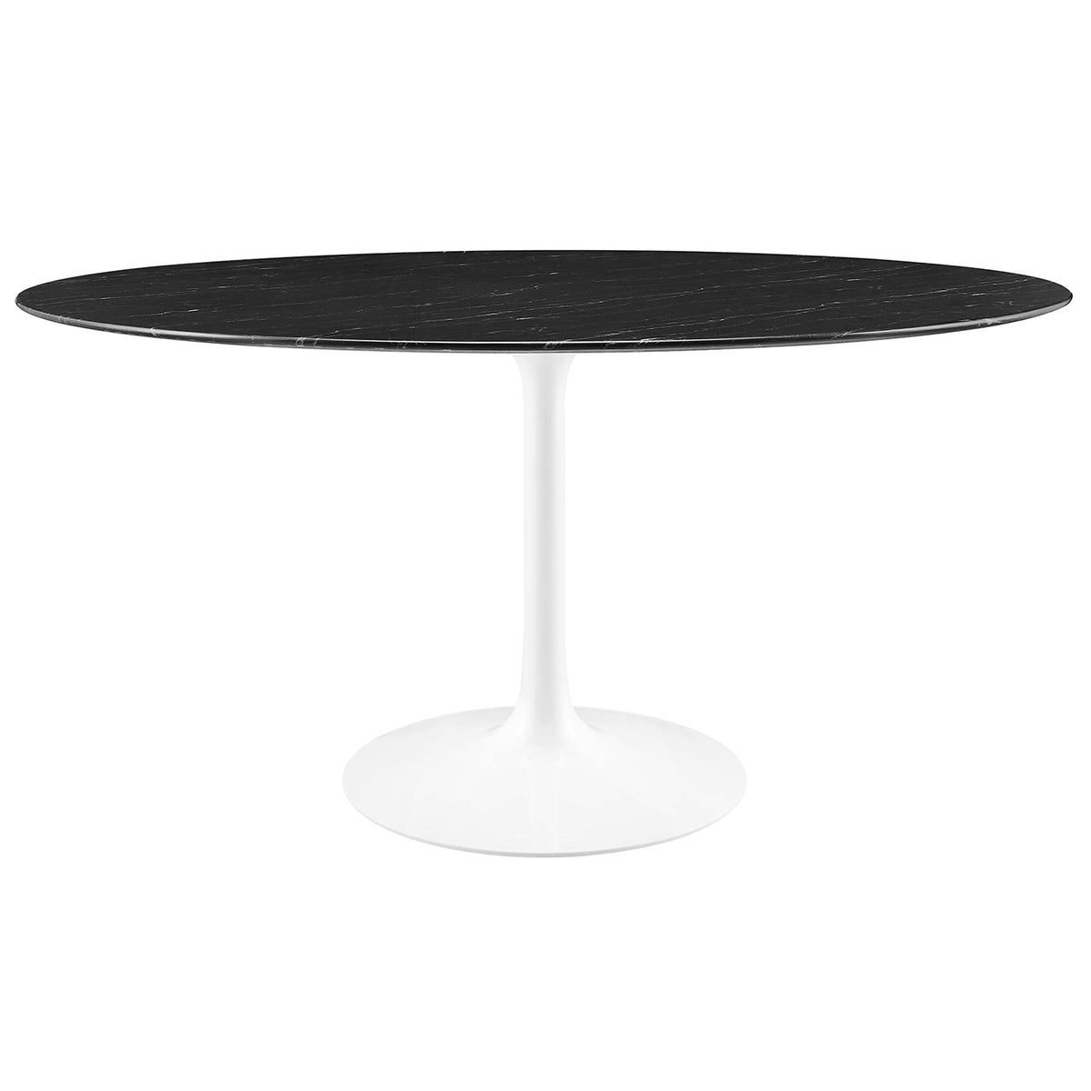 Lippa Round 60" Dining Table, Faux Marble, White Black - view 1