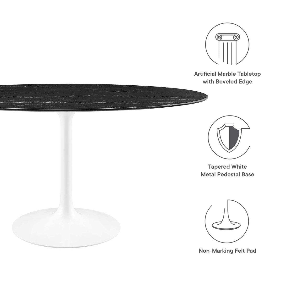 Lippa Oval Artificial Marble Dining Table