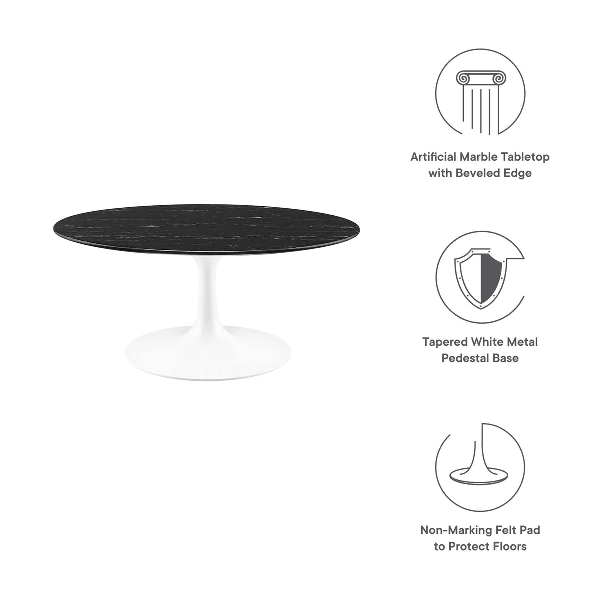 Lippa Round Artificial Marble Coffee Table - view 13