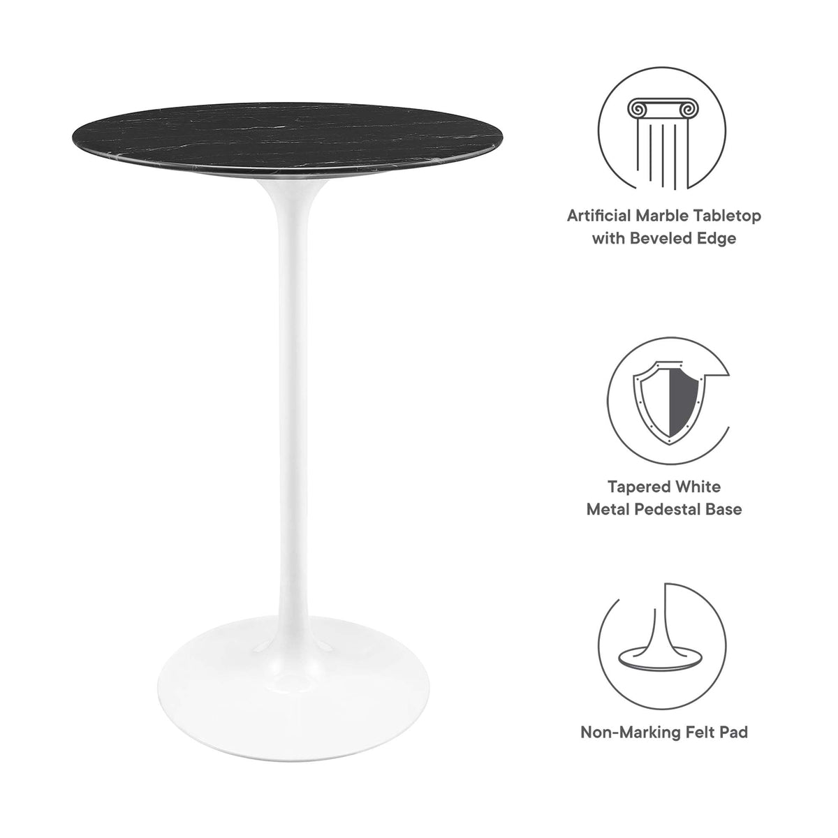 Lippa Round Artificial Marble Bar Table - view 23