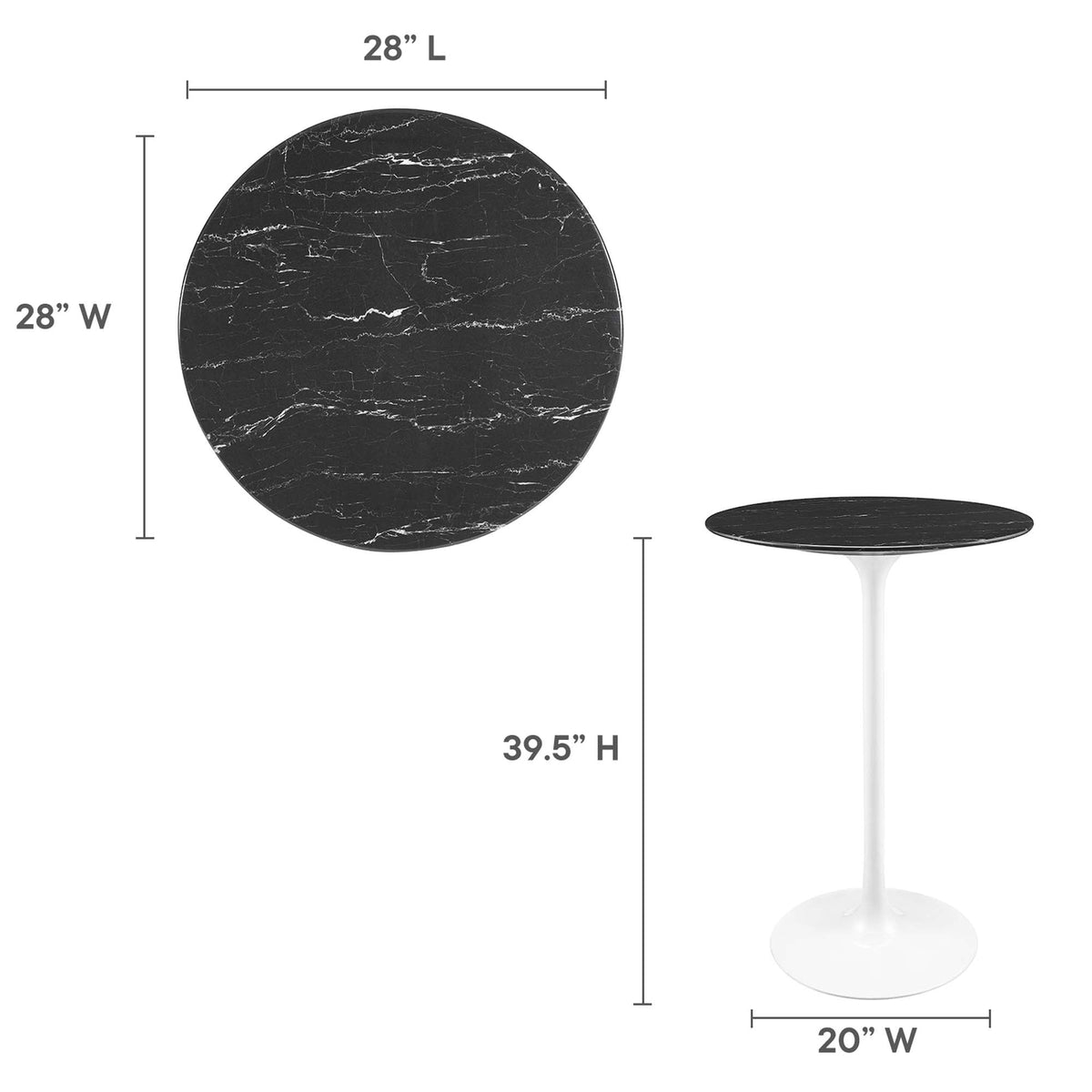 Lippa Round Artificial Marble Bar Table - view 29