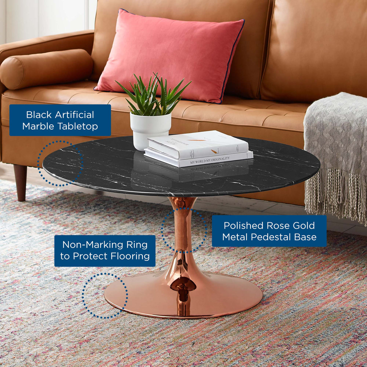 Lippa Round Artificial Marble Coffee Table - view 15
