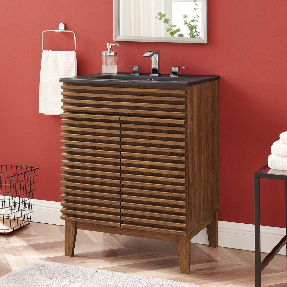 Render Bathroom Vanity with Black Basin Included