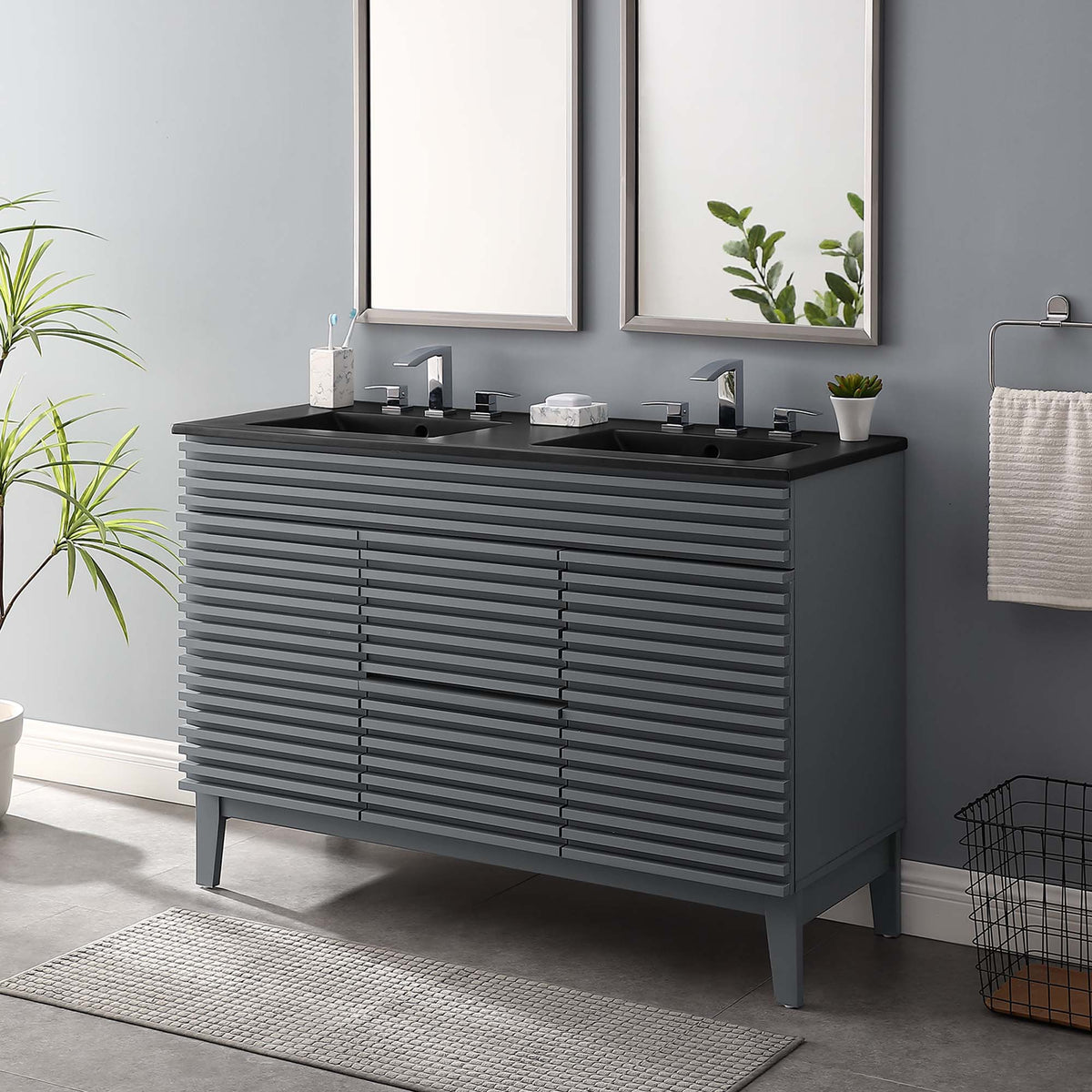 Render 48" Bathroom  Vanity with Black Basin Included
