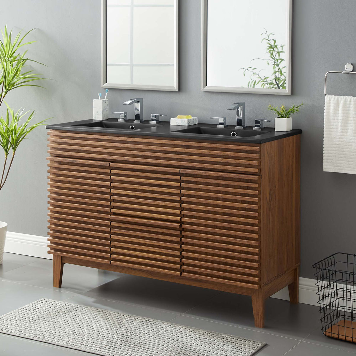 Render 48" Bathroom  Vanity with Black Basin Included