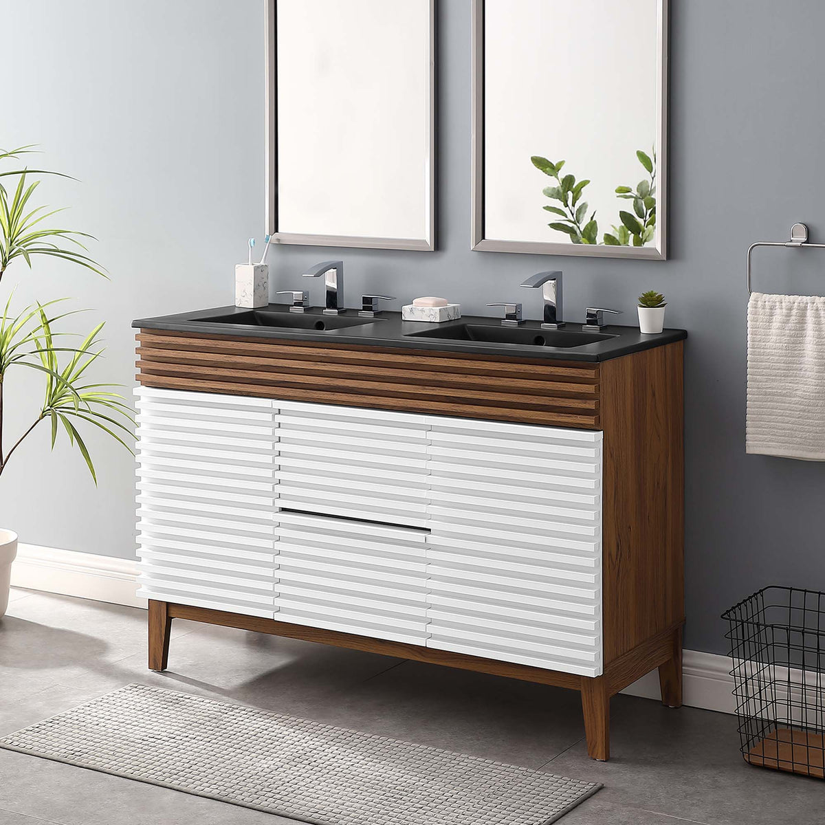 Render 48" Bathroom  Vanity with Black Basin Included