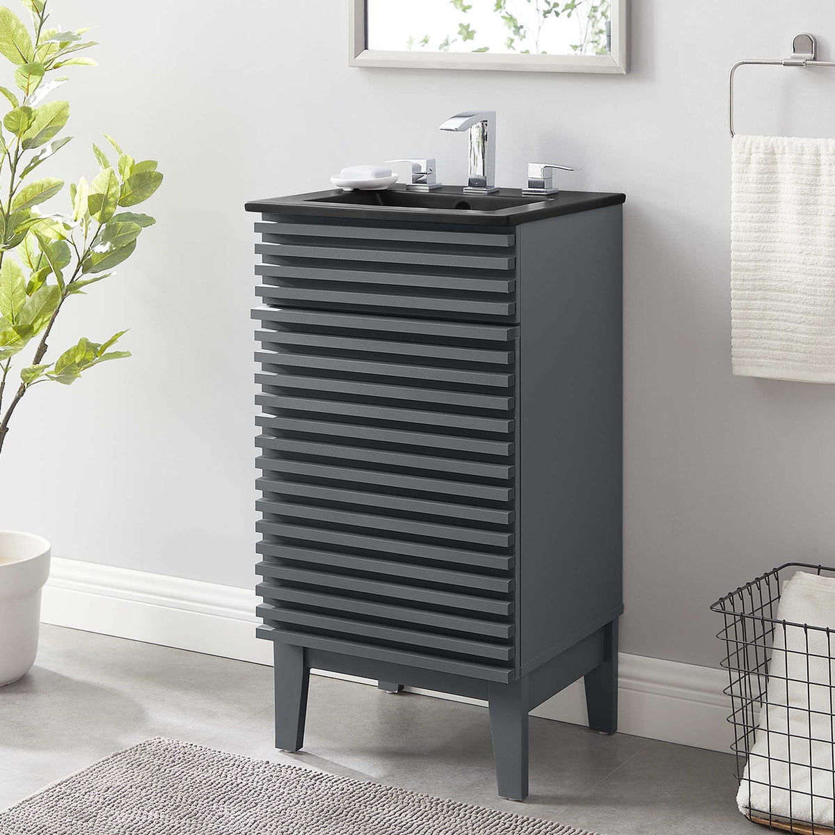 Render Bathroom Vanity with Black Basin Included