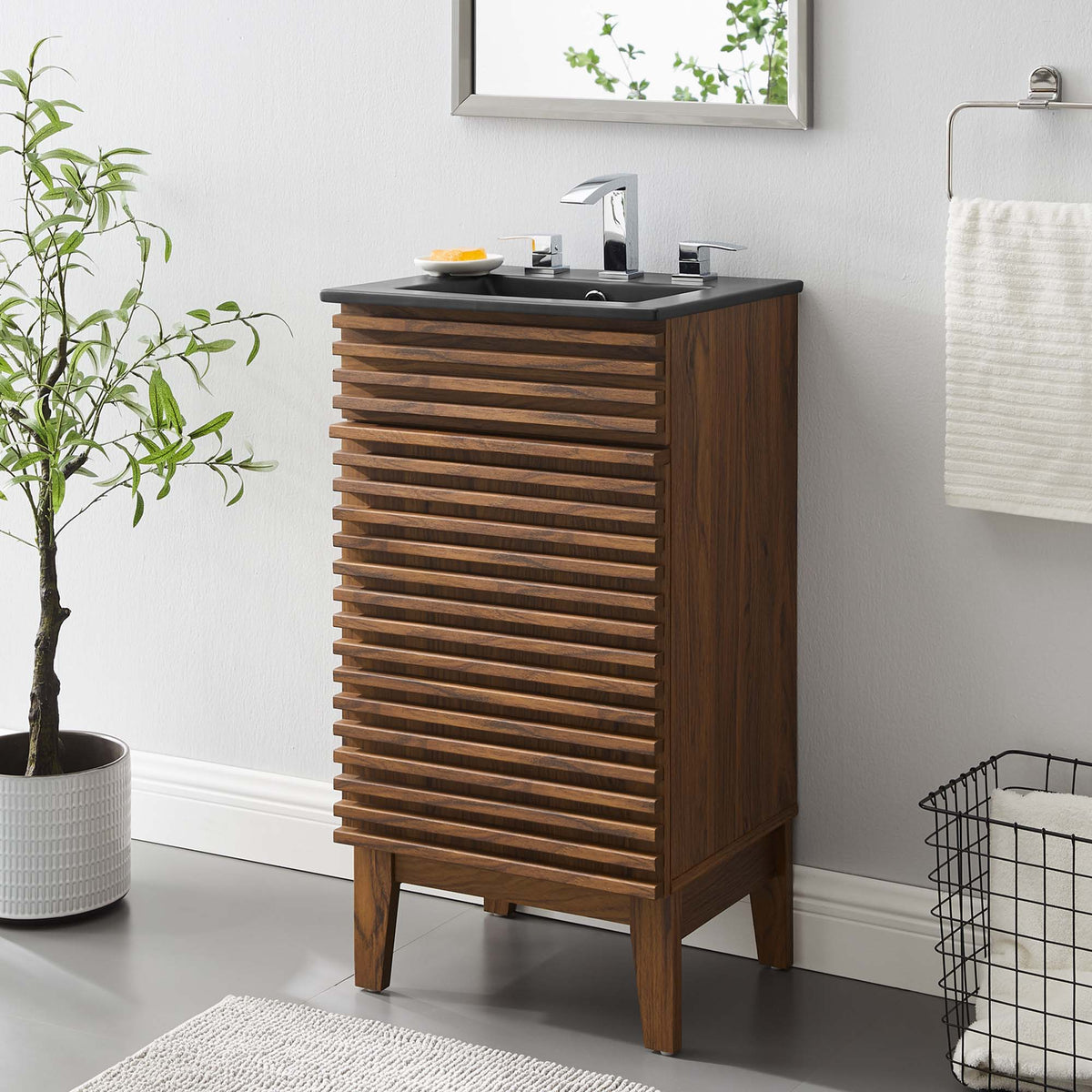 Render Bathroom Vanity with Black Basin Included