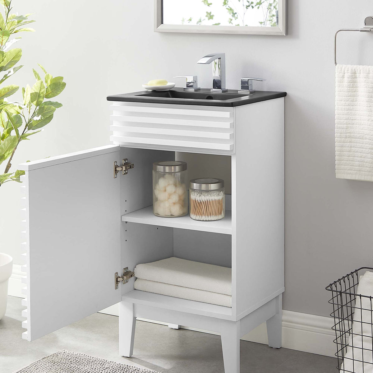 Render Bathroom Vanity with Black Basin Included