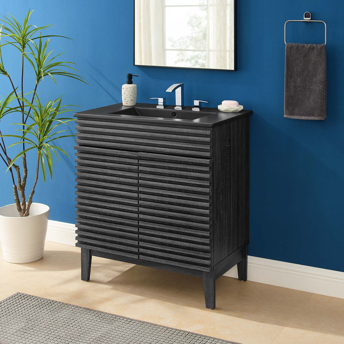 Render Bathroom Vanity with Black Basin Included