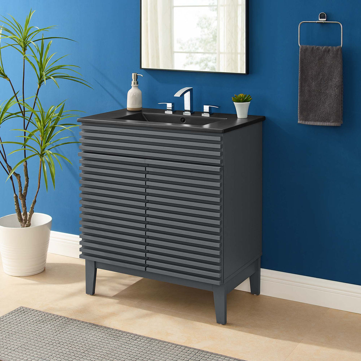 Render Bathroom Vanity with Black Basin Included