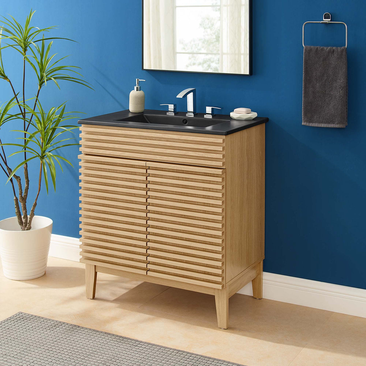 Render Bathroom Vanity with Black Basin Included