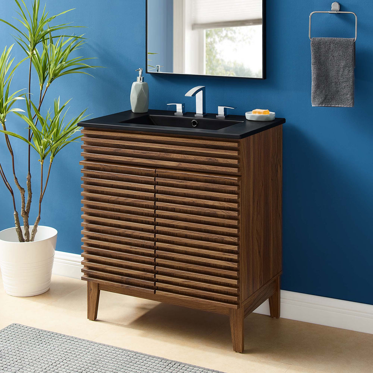 Render Bathroom Vanity with Black Basin Included