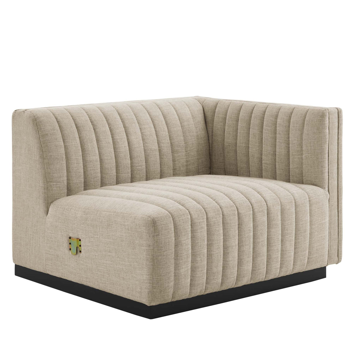 Conjure Channel Tufted Upholstered Fabric Right-Arm Chair - view 1