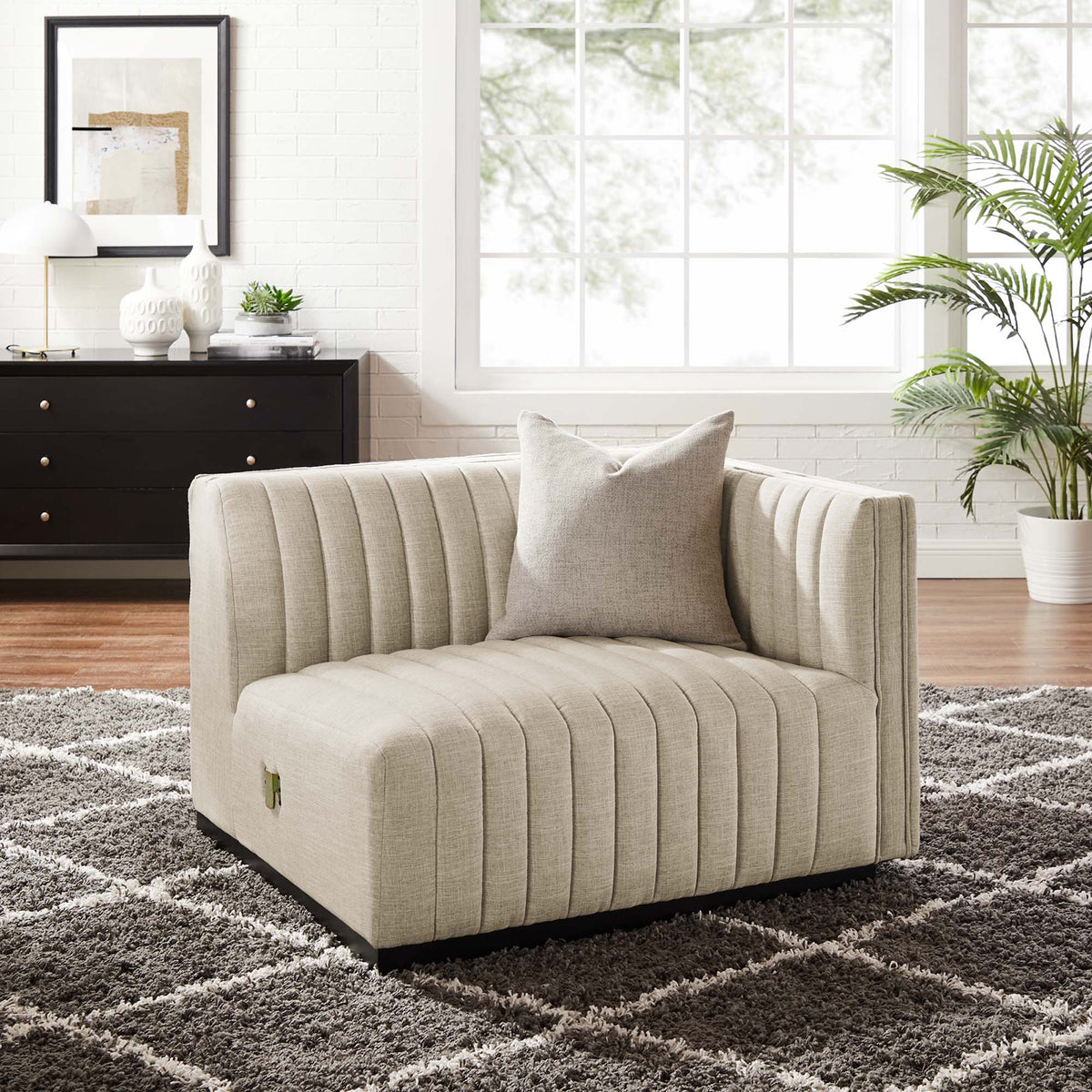 Conjure Channel Tufted Upholstered Fabric Right-Arm Chair - view 16