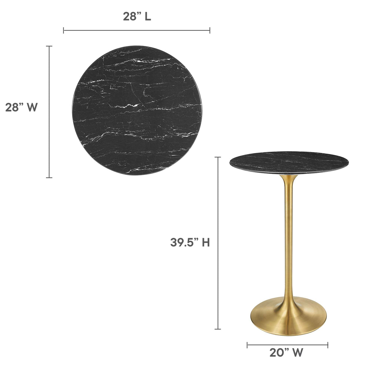 Lippa Round Artificial Marble Bar Table - view 30