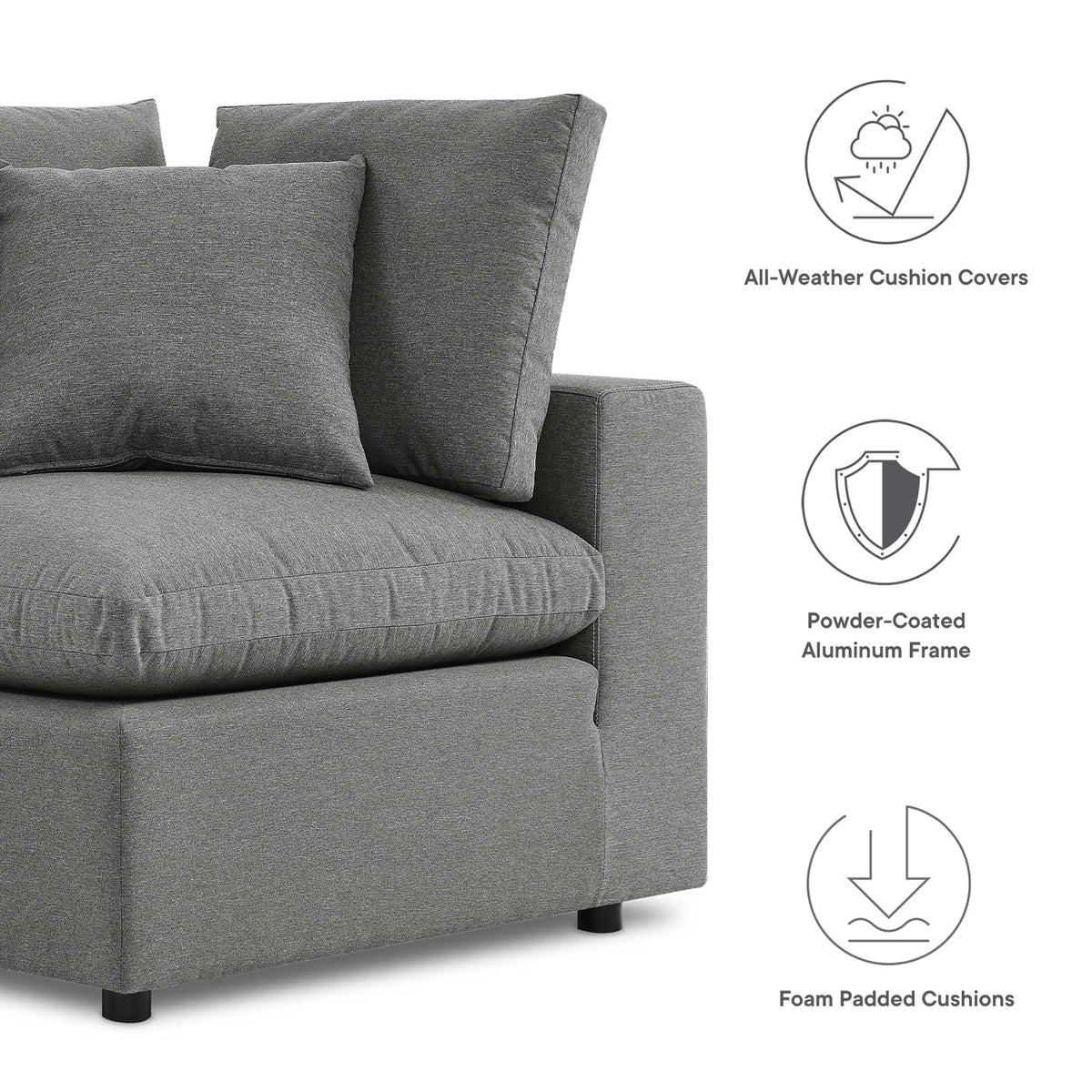 Commix Overstuffed Outdoor Patio Sofa - view 19