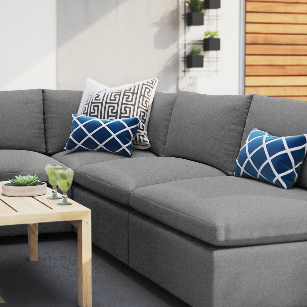 Commix 5-Piece Sunbrella® Outdoor Patio Sectional Sofa - view 20