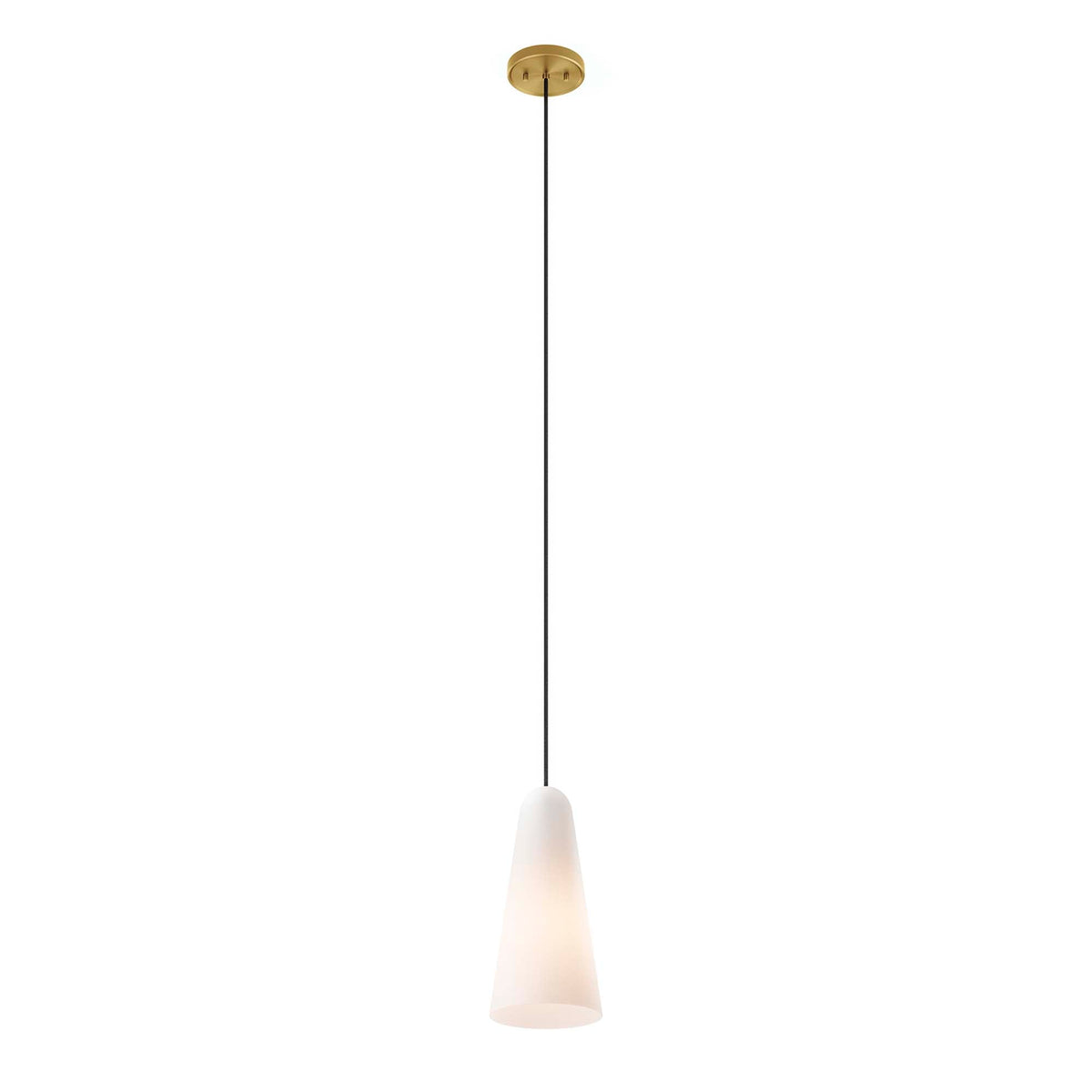 Beacon 1-Light Pendant Light, Opal Satin Brass - view 2