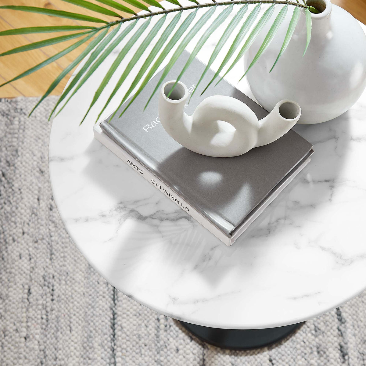 Lippa Round Artificial Marble Side Table - view 36