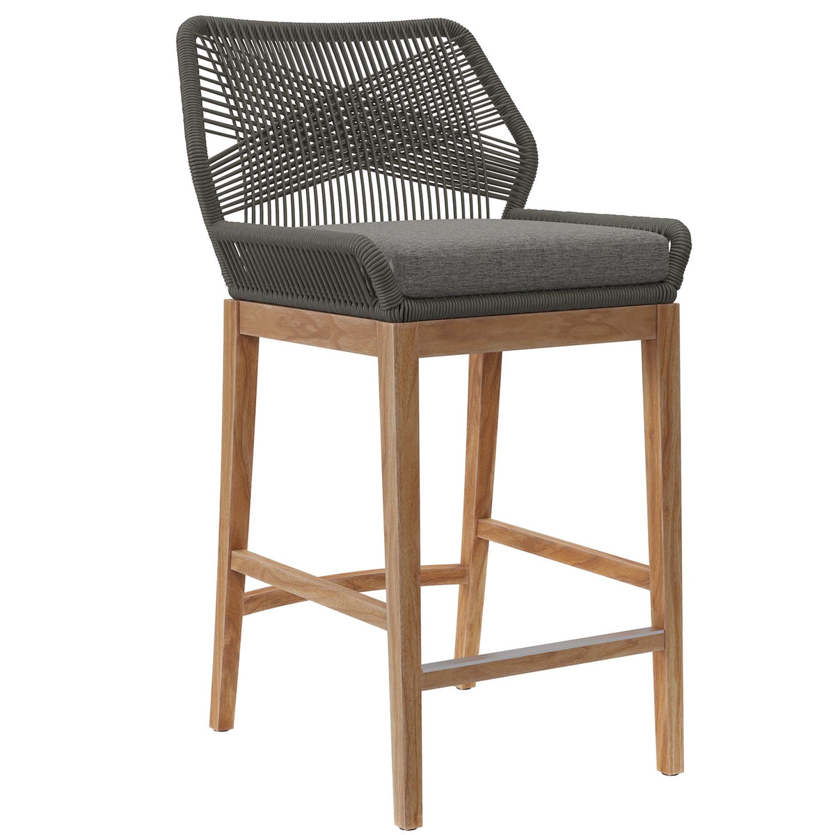 Wellspring Outdoor Patio Teak Wood Bar Stool - view 2