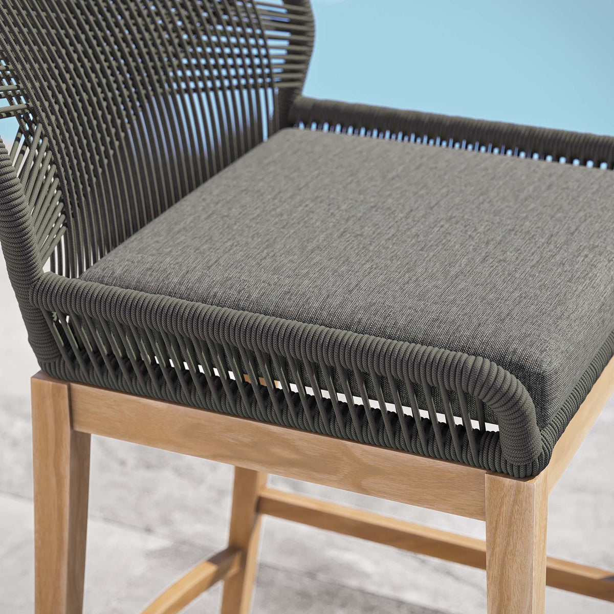 Wellspring Outdoor Patio Teak Wood Bar Stool - view 17