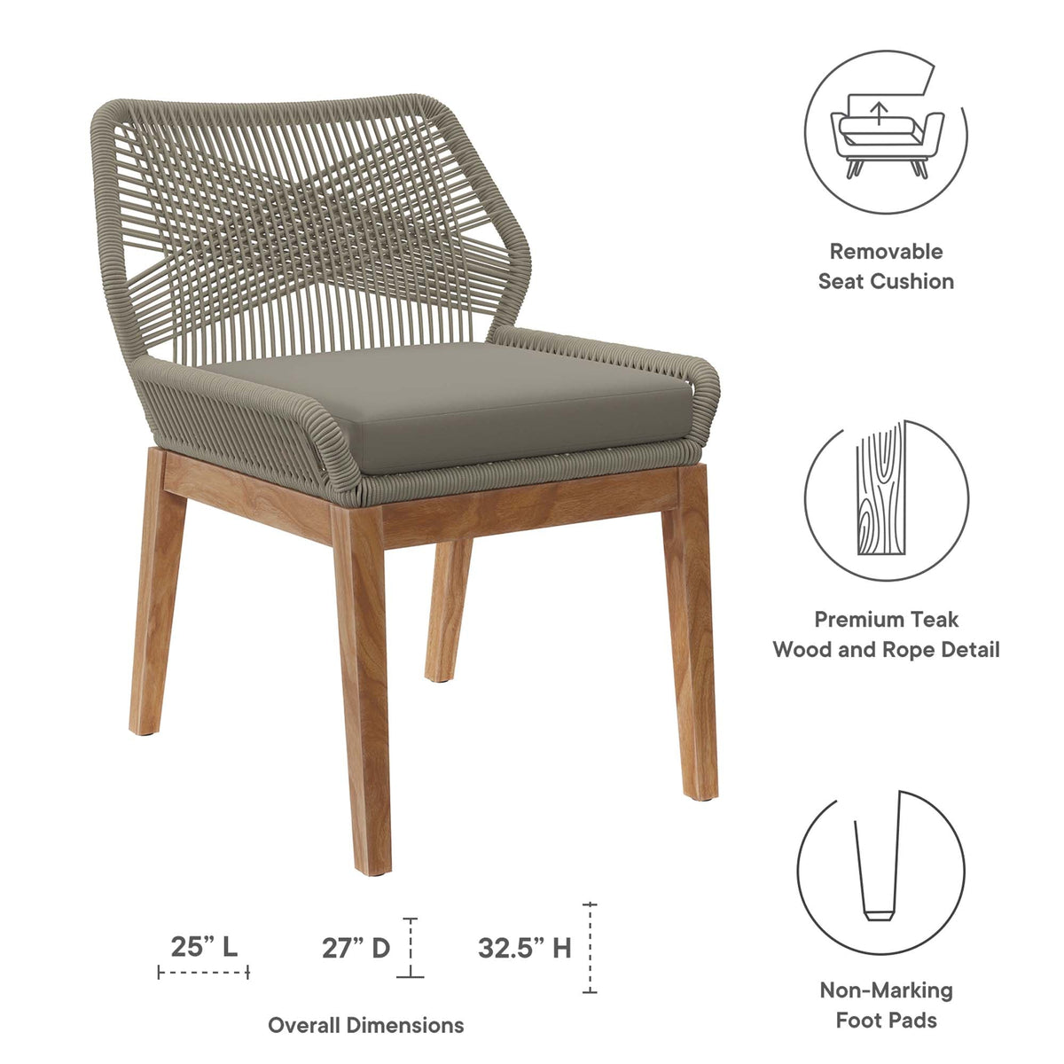Wellspring Outdoor Patio Teak Wood Dining Chair - view 15
