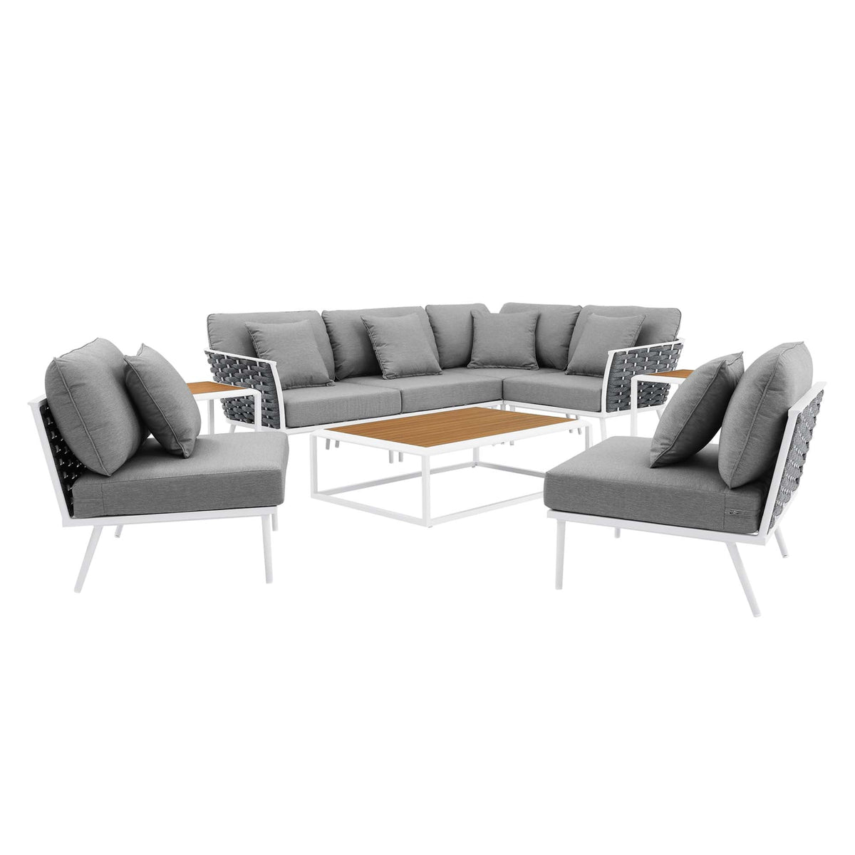Stance 9 Piece Aluminum Outdoor Patio Aluminum Sectional Sofa Set - view 3