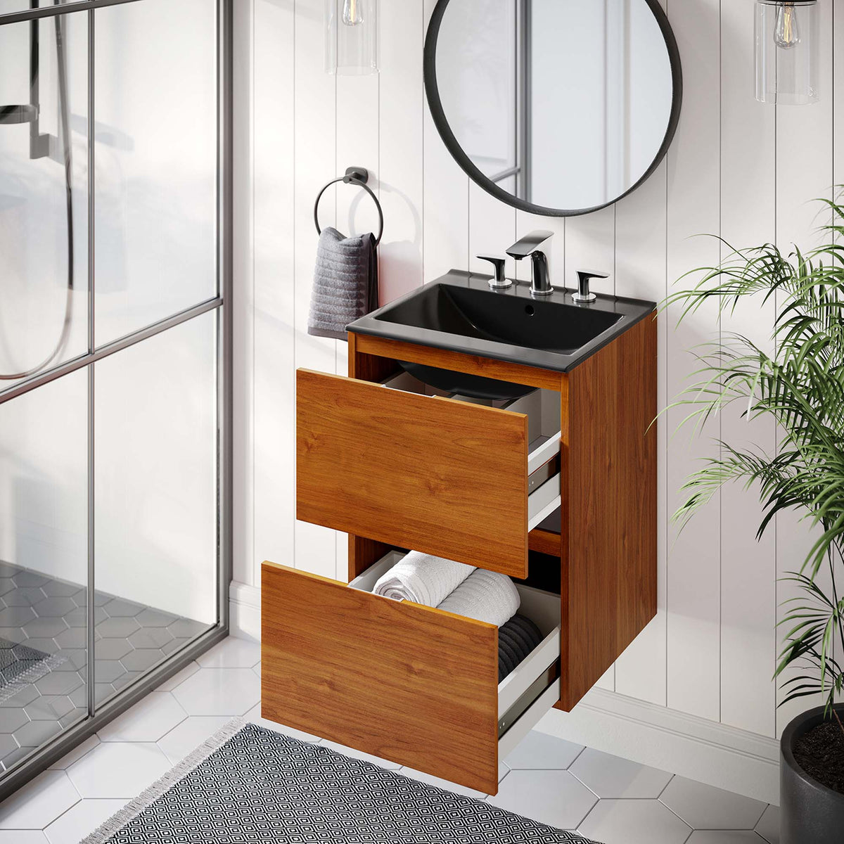 Scenic Wall-Mount Bathroom Vanity Basin Included