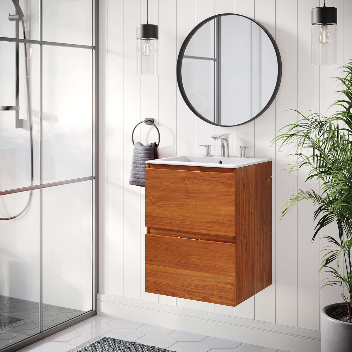 Scenic Wall-Mount Bathroom Vanity Basin Included