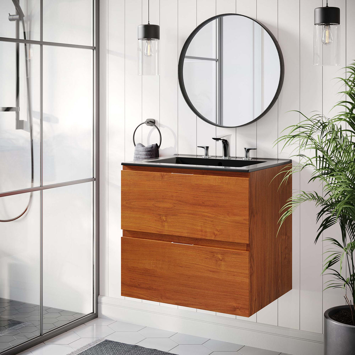Scenic Wall-Mount Bathroom Vanity Basin Included