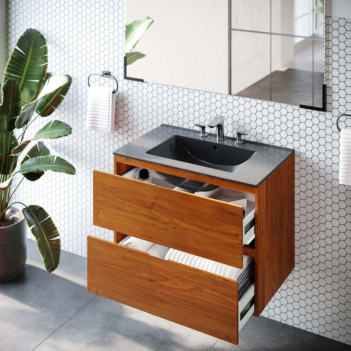 Scenic Wall-Mount Bathroom Vanity Basin Included