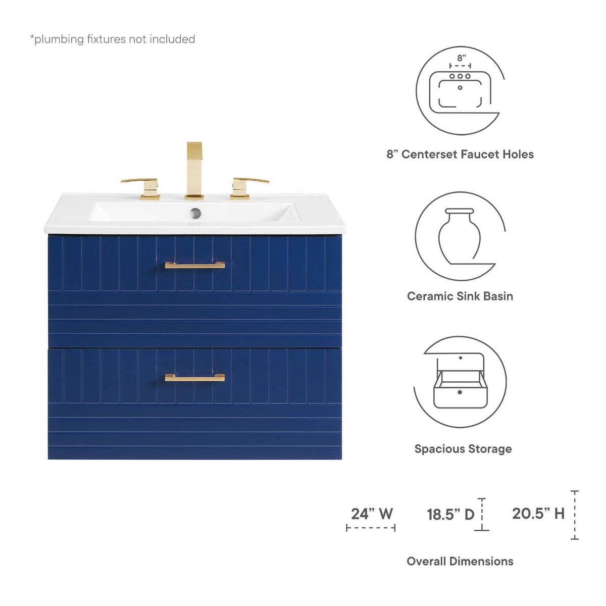 Daybreak Wall-Mount Bathroom Vanity Basin Included