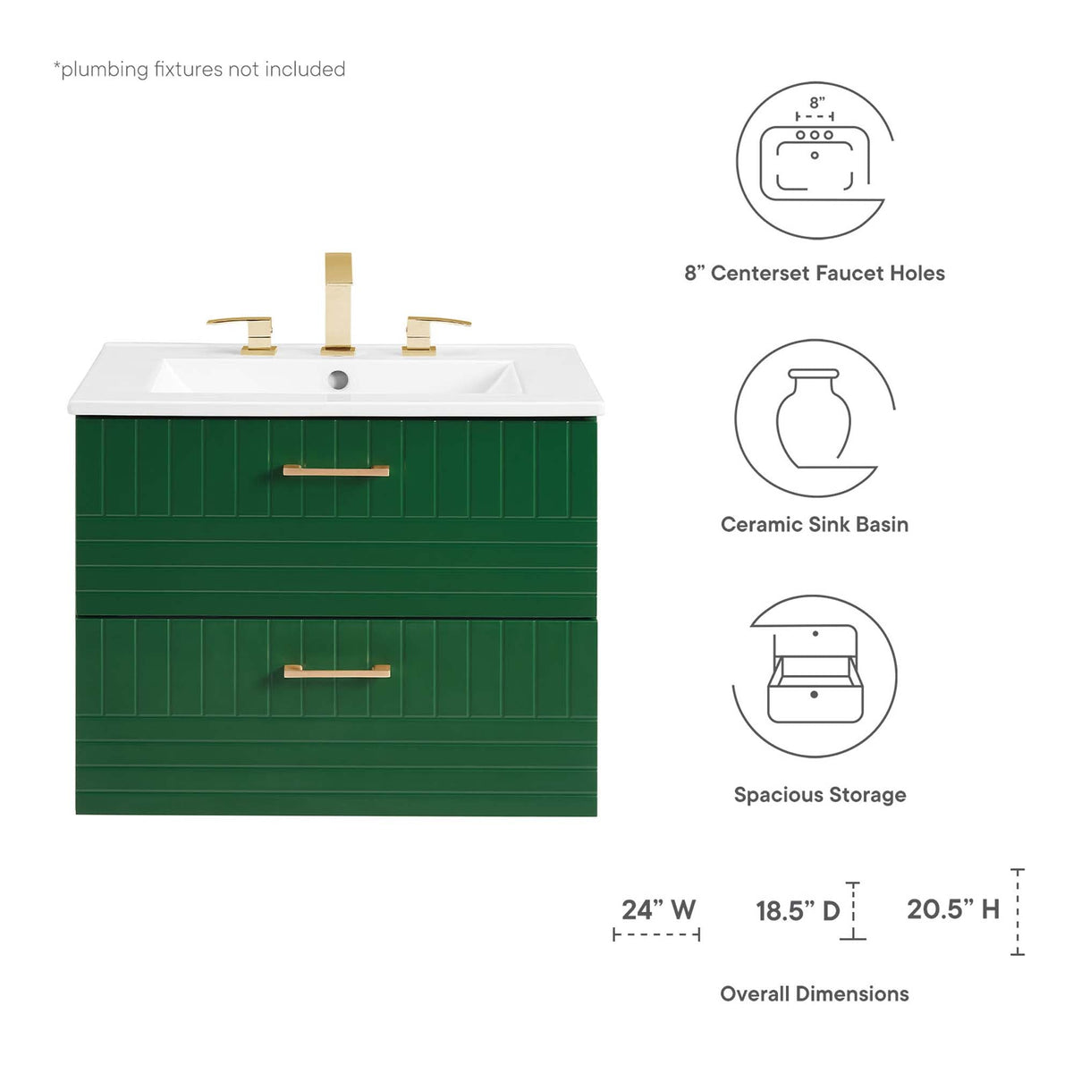 Daybreak Wall-Mount Bathroom Vanity Basin Included