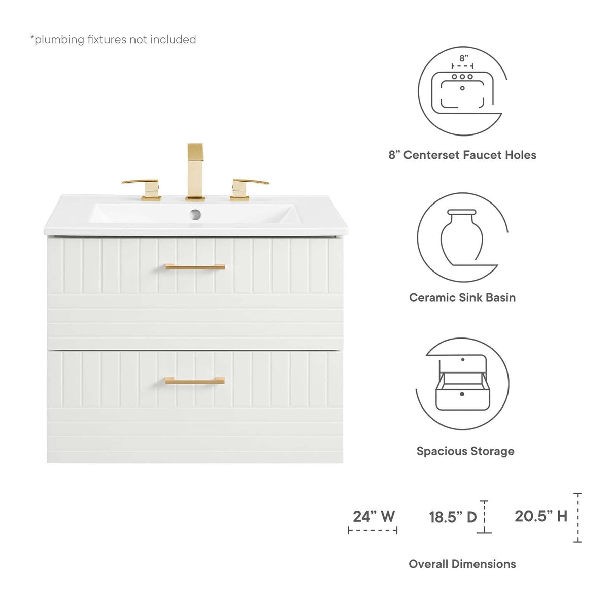 Daybreak Wall-Mount Bathroom Vanity Basin Included