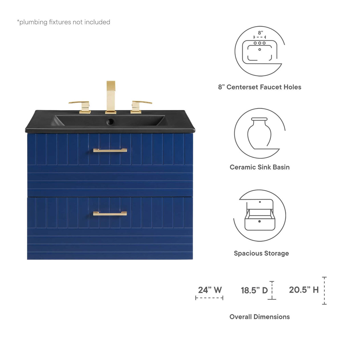 Daybreak Wall-Mount Bathroom Vanity Basin Included