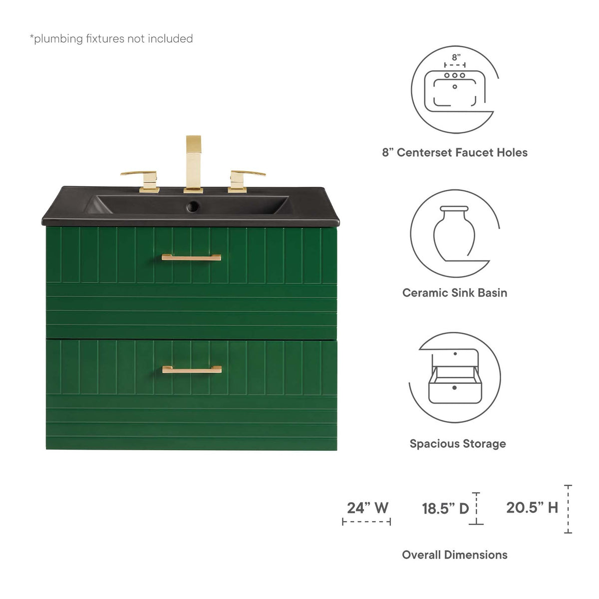 Daybreak Wall-Mount Bathroom Vanity Basin Included