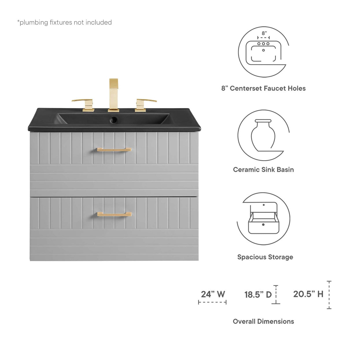 Daybreak Wall-Mount Bathroom Vanity Basin Included
