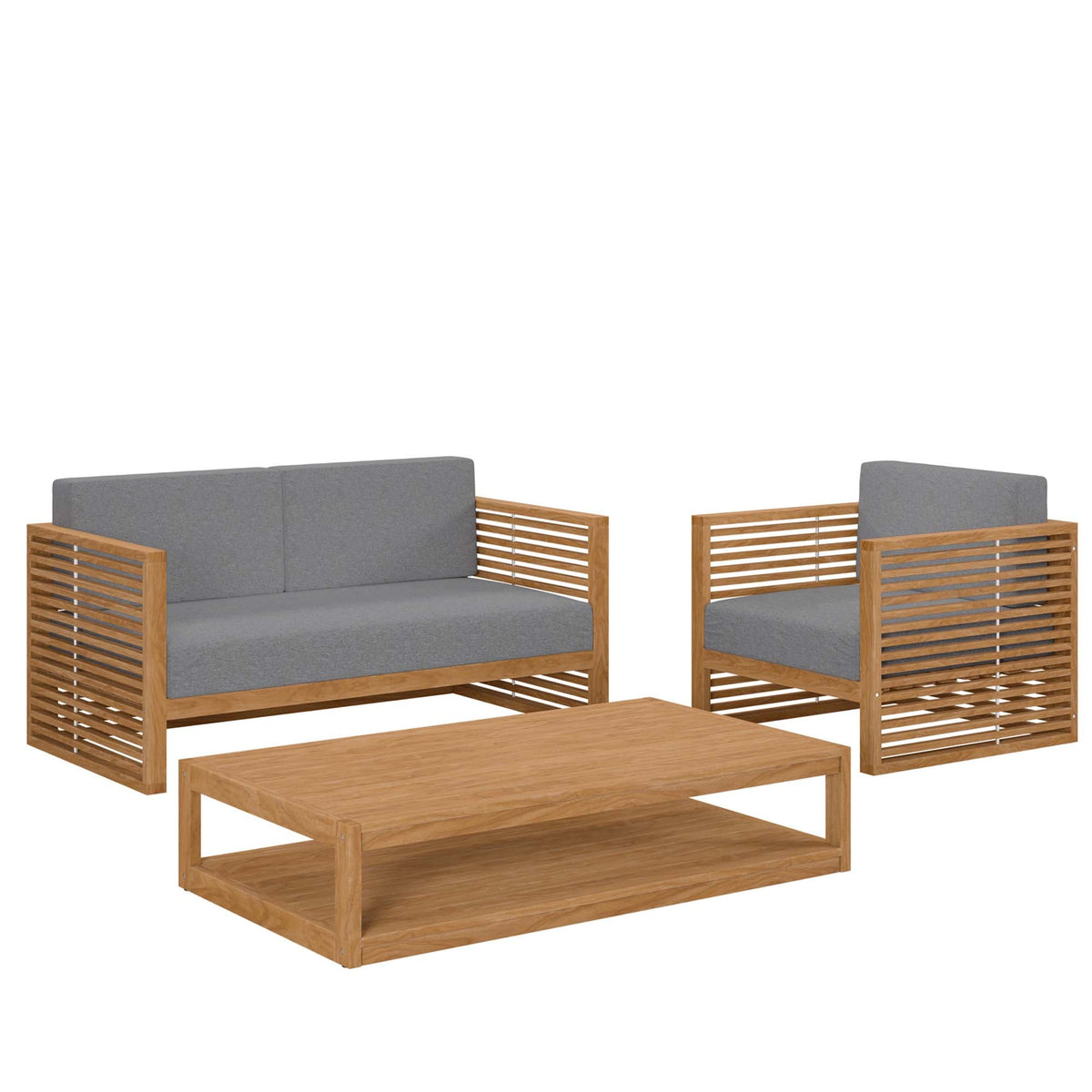 Carlsbad 3-Piece Teak Wood Outdoor Patio Outdoor Patio Set - view 1