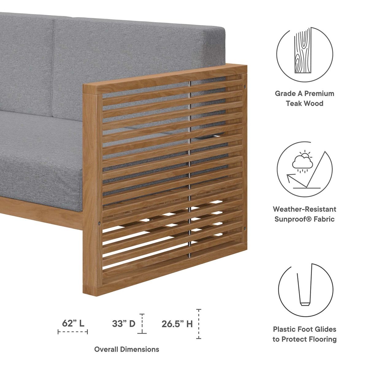 Carlsbad 3-Piece Teak Wood Outdoor Patio Outdoor Patio Set - view 31