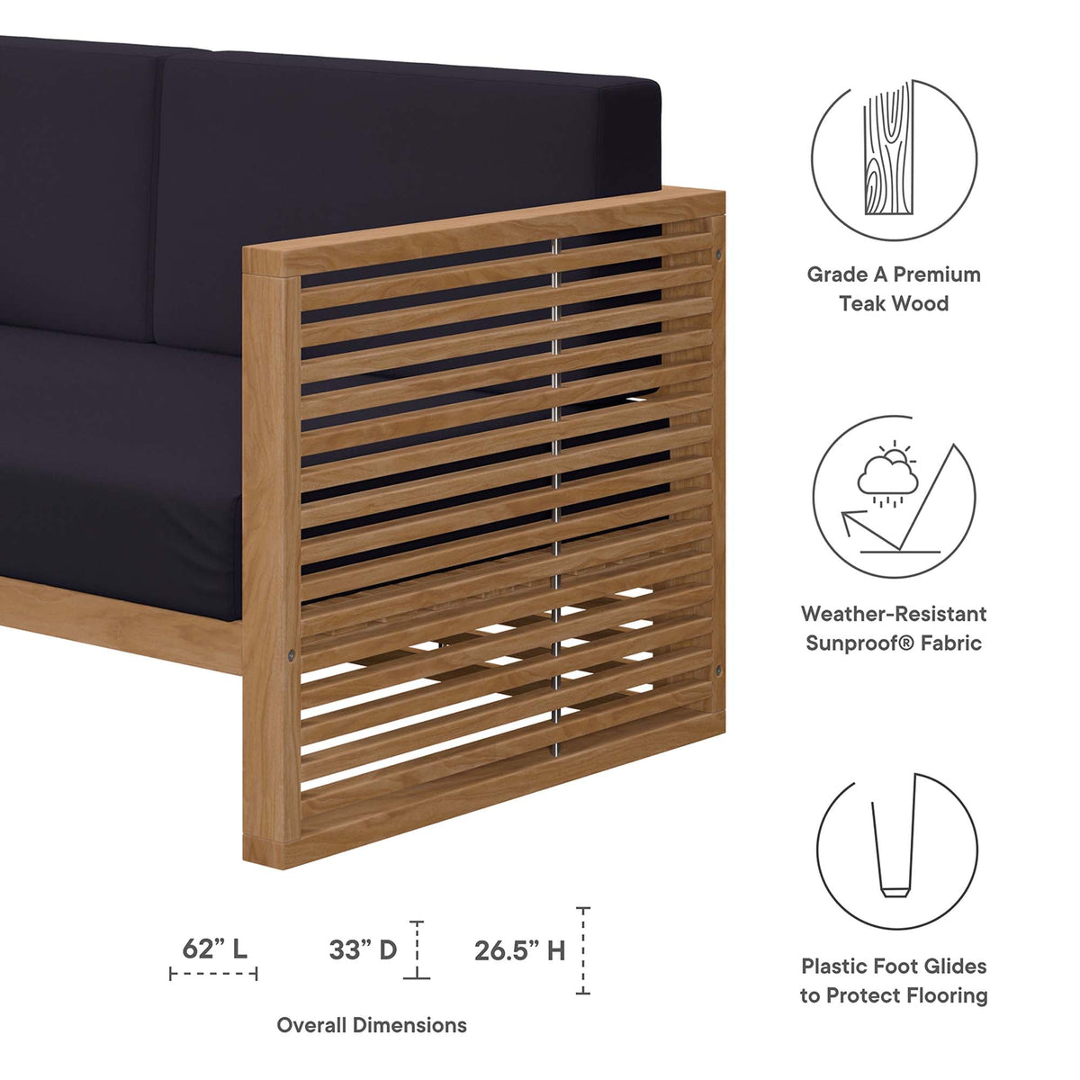 Carlsbad 3-Piece Teak Wood Outdoor Patio Outdoor Patio Set - view 32