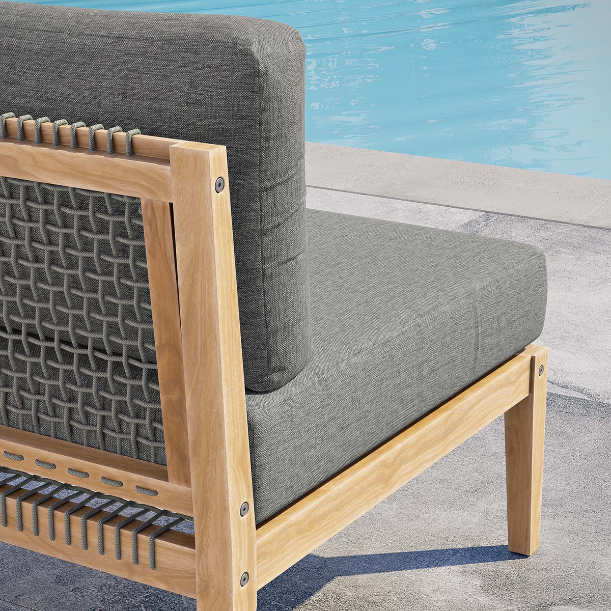 Clearwater Outdoor Patio Teak Wood Armless Chair - view 21