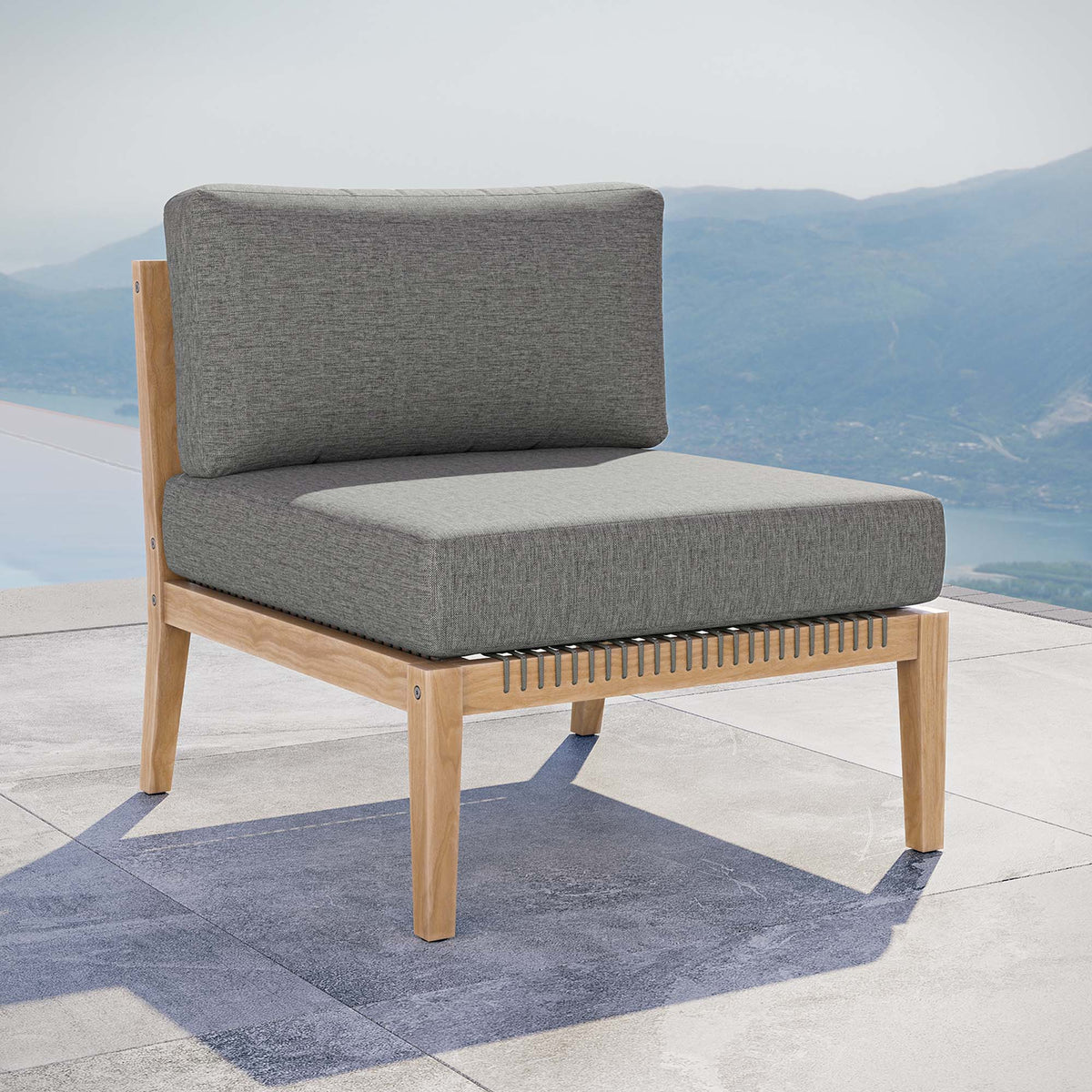 Clearwater Outdoor Patio Teak Wood Armless Chair - view 25