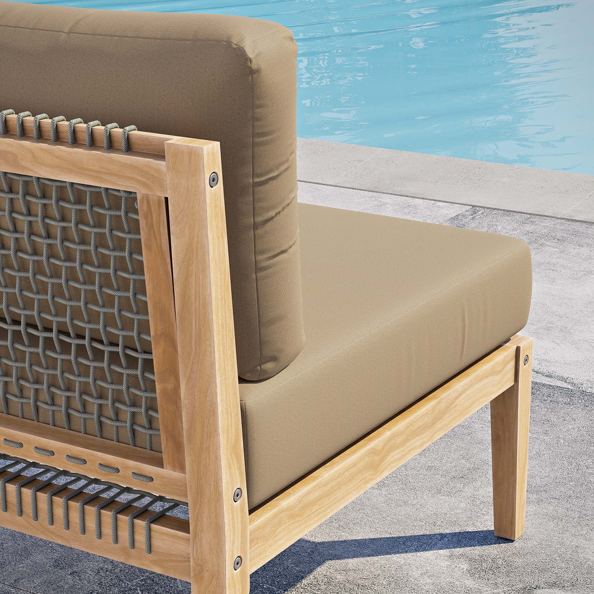 Clearwater Outdoor Patio Teak Wood Armless Chair - view 22