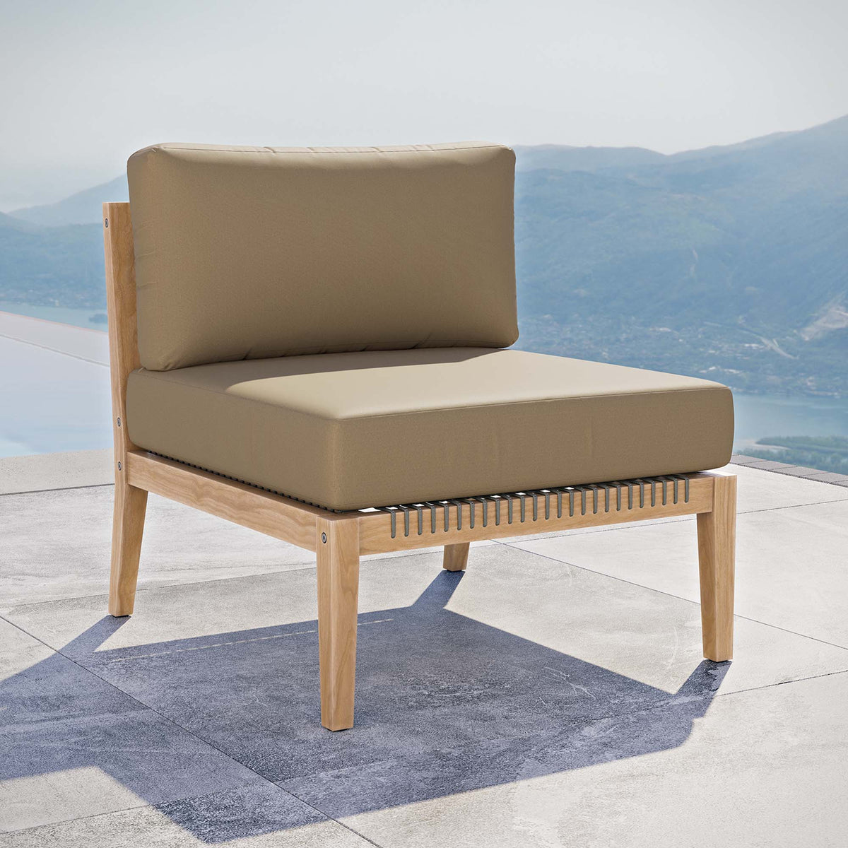 Clearwater Outdoor Patio Teak Wood Armless Chair - view 26