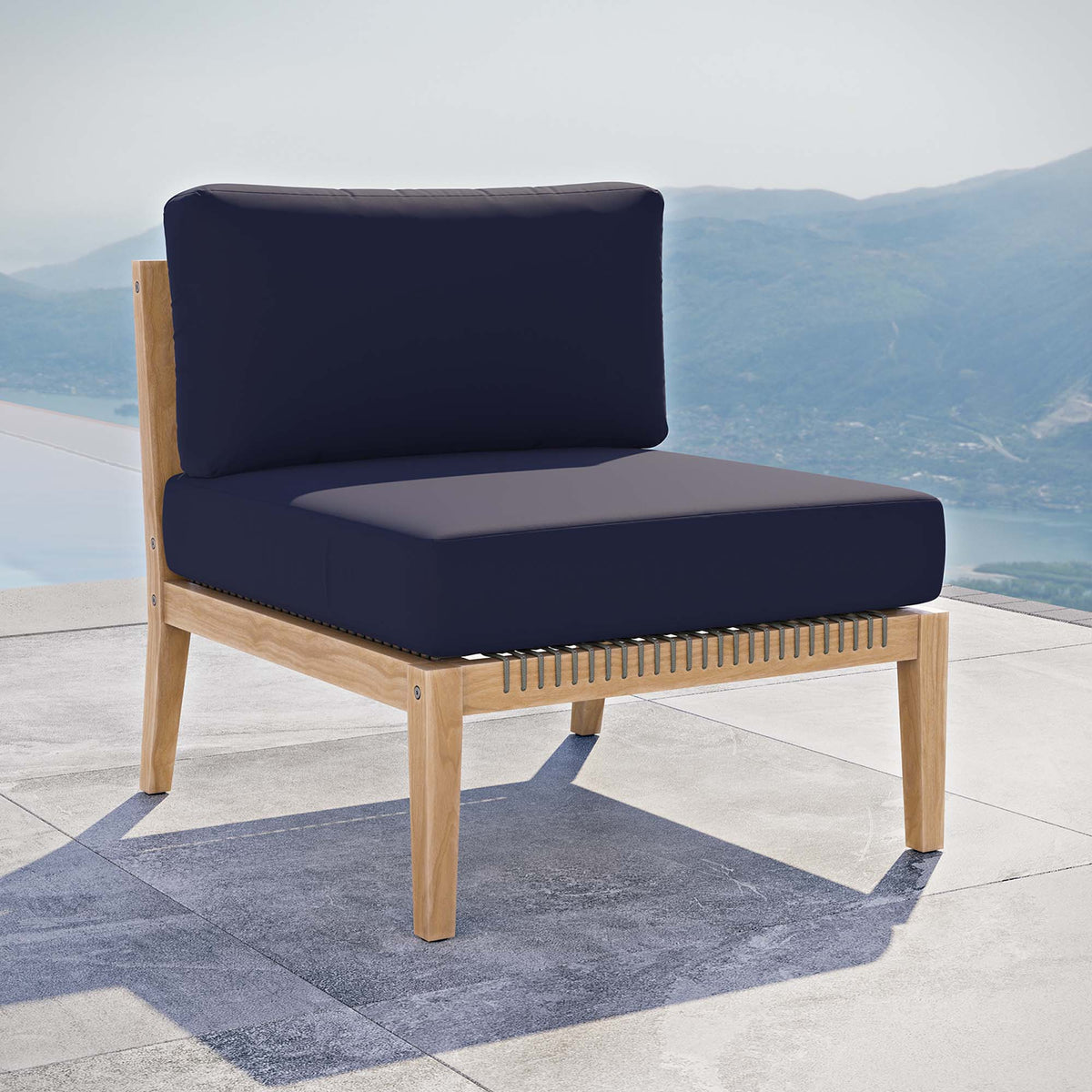 Clearwater Outdoor Patio Teak Wood Armless Chair - view 27