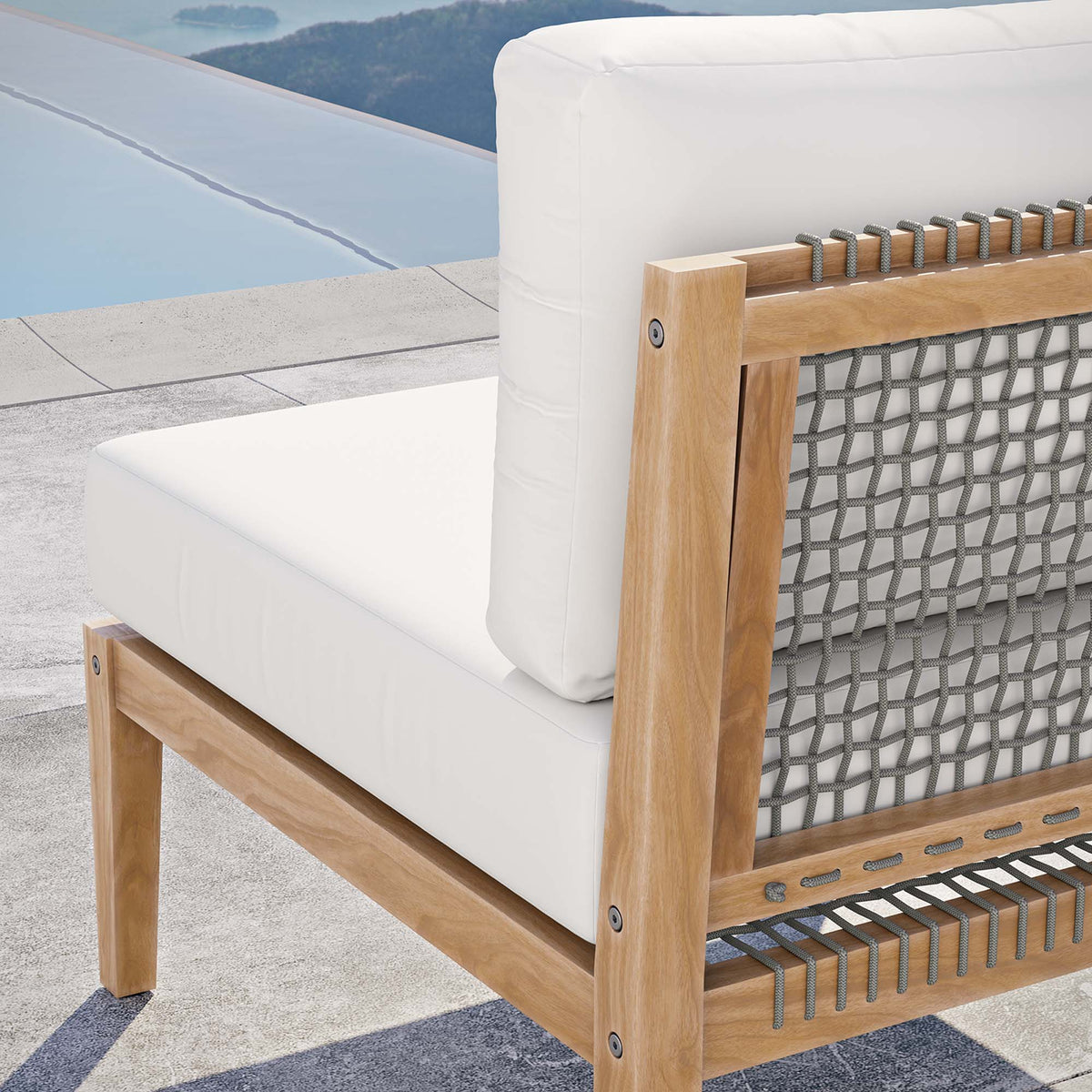 Clearwater Outdoor Patio Teak Wood Armless Chair - view 24